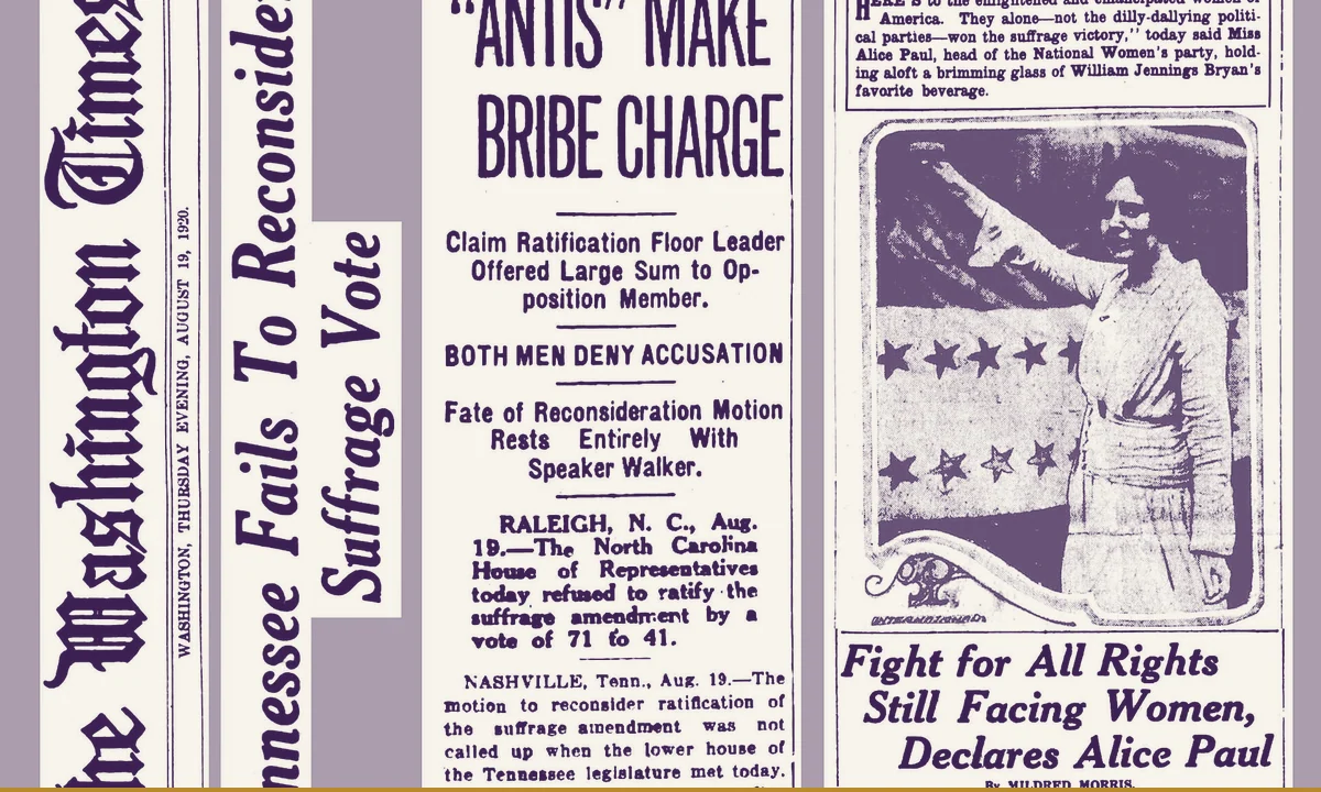 A newspaper front page reporting the Tennessee ratification vote.